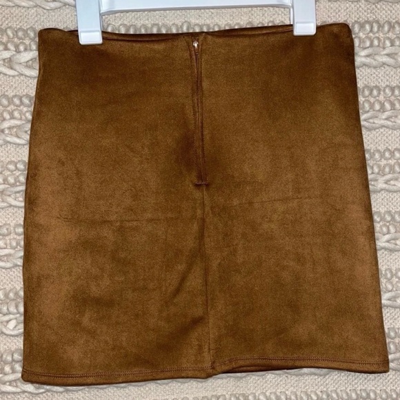 Windsor Brown Asymmetrical Pencil Mini Skirt - Picture 4 of 5